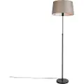QAZQA Gulvlampe sort med taupe linjskjerm 45 cm justerbar - Parte