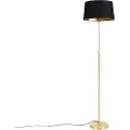 QAZQA Gulvlampe gull/messing med svart skjerm 45 cm justerbar - Parte