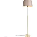 QAZQA Gulvlampe gull/messing med linjskjerm taupe 45 cm - Parte