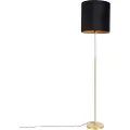 QAZQA Gulvlampe gull/messing med svart fløyelslampeskjerm 40/40 cm - Parte