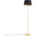 QAZQA Gulvlampe gull/messing med svart skjerm 35 cm justerbar - Parte