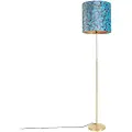 QAZQA Gulvlampe gull/messing med fløyelskjerm sommerfugler 40/40 cm - Parte
