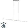 QAZQA Design pendellampe stål med berøringsdimmer inkl. LED - Platinum