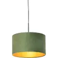 QAZQA Hengende lampe med fløyels skjerm grønn med gull 35 cm - Combi