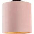 QAZQA Taklampe med fløyelshette gammel rosa med gull 25 cm - Combi sort