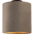 QAZQA Taklampe med taupe fløyelskjerm med gull 25 cm - Combi sort