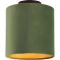 QAZQA Taklampe med fløyelsmyk skjerm grønn med gull 20 cm - Combi Black
