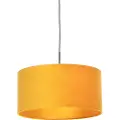 QAZQA Hengende lampe sort med gul fløyelslampeskjerm med gull 50 cm - Combi