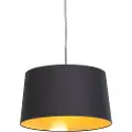 QAZQA Hengende lampe med svart og gull bomullslampeskjerm 50 cm - Combi