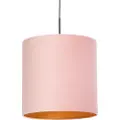 QAZQA Hengende lampe med rosa fløyels skjerm med gull 40 cm - Combi
