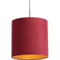 QAZQA Hengende lampe med rød fløyelslampeskjerm med gull 40 cm - Combi