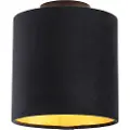 QAZQA Taklampe med svart og gull fløyels skjerm 20 cm - Combi Black