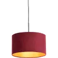QAZQA Hengende lampe sort med rød og gull fløyels skjerm 35 cm - Combi