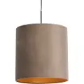 QAZQA Hengende lampe med taupefløyels skjerm med gull 40 cm - Combi