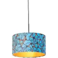QAZQA Hengende lampe med fløyelslampeskjerm sommerfugler med gull 35 cm - Combi