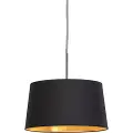 QAZQA Hengende lampe med svart og gull bomullslampeskjerm 40 cm - Combi
