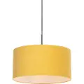 QAZQA Moderne pendellampe sort med skjerm 50 cm gul - Combi 1