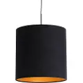 QAZQA Hengende lampe med svart fløyelslampeskjerm med gull 40 cm - Combi