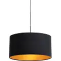 QAZQA Hengende lampe med svart fløyelshette med gull 50 cm - Combi