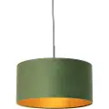 QAZQA Hengende lampe med fløyelslampeskjerm grønn med gull 50 cm - Combi
