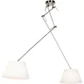 QAZQA Pendellampe i stål med plisserte skjermer krem 35 cm 2-lys - Blitz