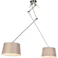 QAZQA Pendellampe i stål med taupe-linjskjermer 35 cm 2-lys - Blitz
