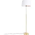 QAZQA Gulvlampe i gull/messing med hvit linjskjerm 45 cm - Parte