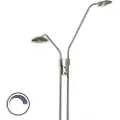 QAZQA Moderne gulvlampe i stål med leselampe inkl. LED - Eva