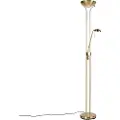 QAZQA Gulvlampe gull med leselampe inkl. LED og dimmer - Diva 2