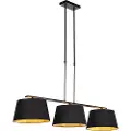 QAZQA Hengende lampe med sorte og gullfargede kuttenskjærmer 32 cm - Combi 3 Deluxe