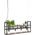 QAZQA Hengende lampe svart med hylle 4-lys - Cage Rack
