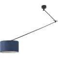 QAZQA Hengende lampe svart med skjerm 35 cm blå justerbar - Blitz