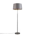 QAZQA Gulvlampe i stål med grå skjerm 45 cm justerbar - Parte