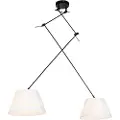 QAZQA Hengende lampe sort med plisserte skjermer krem 35 cm 2-lys - Blitz