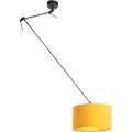 QAZQA Hengende lampe sort med fløyelshette oker med gull 35 cm - Blitz
