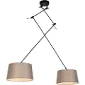 QAZQA Hengende lampe sort med linjskjermer taupe 35 cm 2-lys - Blitz