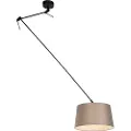 QAZQA Hengende lampe sort med linjskjerm taupe 35 cm - Blitz