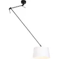 QAZQA Hengende lampe sort med linjskjerm hvit 35 cm - Blitz