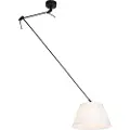 QAZQA Hengende lampe sort med plissert skjerm 35 cm krem - Blitz