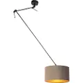 QAZQA Hengende lampe svart med taupe fløyelskjerm med gull 35 cm - Blitz