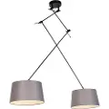 QAZQA Hengende lampe svart med linyskjermer mørk grå 35 cm 2-lys - Blitz
