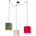 QAZQA Hengende lampe med fløyelslampeskjermer rød
