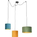 QAZQA Hengende lampe med fløyelslampeskjermer grønn