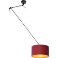 QAZQA Hengende lampe sort med rød fløyelshette med gull 35 cm - Blitz
