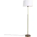 QAZQA Gulvlampe bronse med linjskjerm hvit 45 cm justerbar - Parte