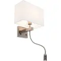 QAZQA Moderne vegglampe stål med skjerm hvit - Bergamo