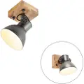 QAZQA Industriell spotlight mørkegrå med mangotre 18 cm - Mangoes