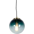 QAZQA Art Deco-pendellampe messing med havblå glass 20 cm - Pallon