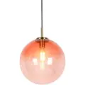 QAZQA Art Deco-pendellampe messing med rosa glass 33 cm - Pallon