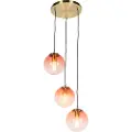 QAZQA Art Deco Hengelampe Messing 45 cm 3-lys Rosa - Pallon